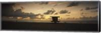 Framed Silhouette of a lifeguard hut on the beach, South Beach, Miami Beach, Miami-Dade County, Florida, USA