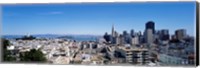 Framed High angle view of a city, Coit Tower, Telegraph Hill, Bay Bridge, San Francisco, California, USA