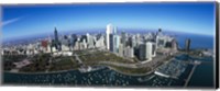 Framed Aerial view of a park in a city, Millennium Park, Lake Michigan, Chicago, Cook County, Illinois