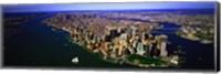 Framed Aerial view of lower Manhattern, New York City, New York State, USA
