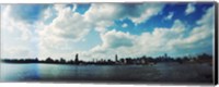 Framed Manhattan skyline viewed from East River Park, East River, Williamsburg, Brooklyn, New York City, New York State, USA