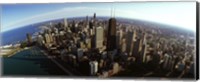 Framed Aerial view of Chicago and lake, Cook County, Illinois, USA 2010