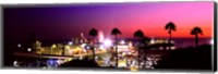 Framed Amusement park lit up at night, Santa Monica Beach, Santa Monica, Los Angeles County, California, USA