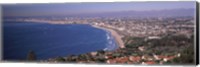Framed Aerial view of a city at coast, Santa Monica Beach, Beverly Hills, Los Angeles County, California, USA