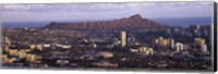 Framed City view of Honolulu with mountain in the background, Oahu, Honolulu County, Hawaii, USA 2010