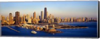 Framed Aerial view of a city, Navy Pier, Lake Michigan, Chicago, Cook County, Illinois, USA