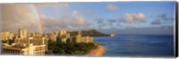 Framed Rainbow over the beach, Diamond Head, Waikiki Beach, Oahu, Honolulu, Hawaii, USA