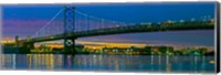 Framed Suspension bridge across a river, Ben Franklin Bridge, River Delaware, Philadelphia, Pennsylvania, USA