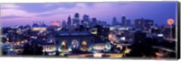 Framed Union Station at sunset with city skyline in background, Kansas City, Missouri