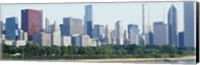 Framed City skyline with Lake Michigan and Lake Shore Drive in foreground, Chicago, Illinois, USA