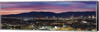 Framed High angle view of a city at dusk, Culver City, Santa Monica Mountains, West Los Angeles, Westwood, California, USA