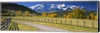 Framed Fence along a road, Sneffels Range, Colorado, USA