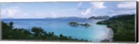 Framed US Virgin Islands, St. John, Trunk Bay, Panoramic view of an island and a beach