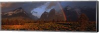 Framed Sunrise & rainbow Grand Teton National Park WY USA