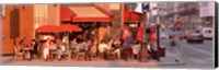 Framed Tourists at a sidewalk cafe, Paris, France