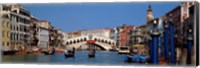 Framed Bridge across a canal, Rialto Bridge, Grand Canal, Venice, Veneto, Italy