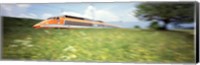 Framed TGV High-Speed Train Moving Through Hills, Blurred Motion