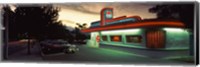 Framed Restaurant lit up at dusk, Route 66, Albuquerque, Bernalillo County, New Mexico, USA