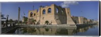 Framed Reflection of a building in a pond, Assai Al-Hamra, Tripoli, Libya