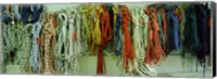Framed Colorful braided ropes for sailing in a store