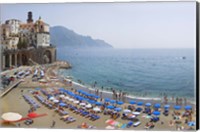 Framed Houses on the sea coast, Amalfi Coast, Atrani, Salerno, Campania, Italy