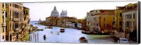 Framed Boats in a canal with a church in the background, Santa Maria della Salute, Grand Canal, Venice, Veneto, Italy