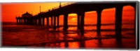 Framed Silhouette of a pier at sunset, Manhattan Beach Pier, Manhattan Beach, Los Angeles County, California, USA