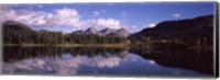 Framed Reflection of trees and clouds in the lake, Molas Lake, Colorado, USA