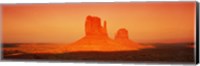 Framed Buttes at sunrise, The Mittens, Monument Valley Tribal Park, Monument Valley, Utah, USA