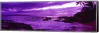 Framed Purple Sunset over the coast, Makena Beach, Maui, Hawaii