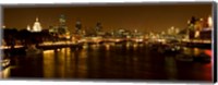 Framed View of Thames River from Waterloo Bridge at night, London, England