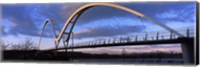 Framed Modern bridge over a river, Infinity Bridge, River Tees, Stockton-On-Tees, Cleveland, England