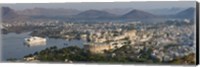 Framed High angle view of a city, Lake Palace, Lake Pichola, Udaipur, Rajasthan, India