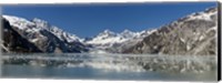 Framed Johns Hopkins Glacier in Glacier Bay National Park, Alaska, USA