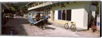 Framed Ox-drawn cart in a street, La Digue Island, Seychelles