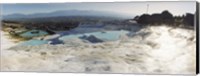Framed Hot springs and Travertine Pool with Cloudy Sky, Pamukkale, Turkey