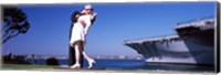 Framed Kiss between sailor and nurse sculpture, Unconditional Surrender, San Diego Aircraft Carrier Museum, San Diego, California, USA
