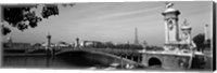 Framed Pont Alexandre III, Seine River, Paris, Ile-de-France, France (black and white)