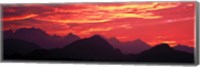 Framed Sundown Austrian Mts South Bavaria Germany