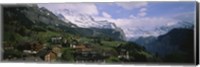 Framed High angle view of a village on a hillside, Wengen, Switzerland