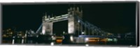 Framed Bridge lit up at night, Tower Bridge, London, England