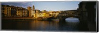 Framed Bridge Across A River, Arno River, Ponte Vecchio, Florence, Italy