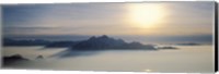 Framed Switzerland, Luzern, Pilatus Mountain, Panoramic view of mist around a mountain peak