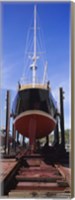 Framed Low angle view of a sailing ship at a shipyard, Antigua