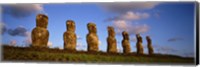 Framed Low angle view of statues in a row, Moai Statue, Easter Island, Chile