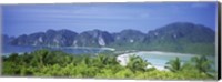 Framed Thailand, Phi Phi Islands, Mountain range and trees in the island