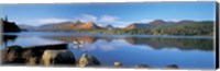 Framed Reflection of mountains in water, Derwent Water, Lake District, England