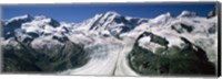 Framed Snow Covered Mountain Range and Glacier, Matterhorn, Switzerland