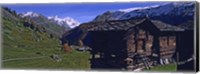 Framed Log cabins on a landscape, Matterhorn, Valais, Switzerland