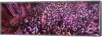 Framed High angle view of people celebrating holi, Braj, Mathura, Uttar Pradesh, India